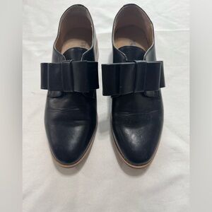 Retro Bow Oxford Loafer Block Heel Vintage Academia Black Shoes